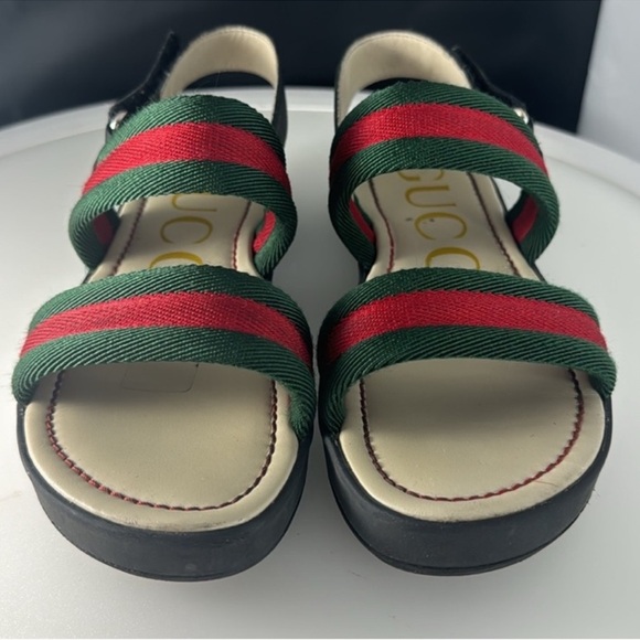 Authentic Gucci luxury designer signature web canvas & leather sandals sz 1 - Picture 3 of 16